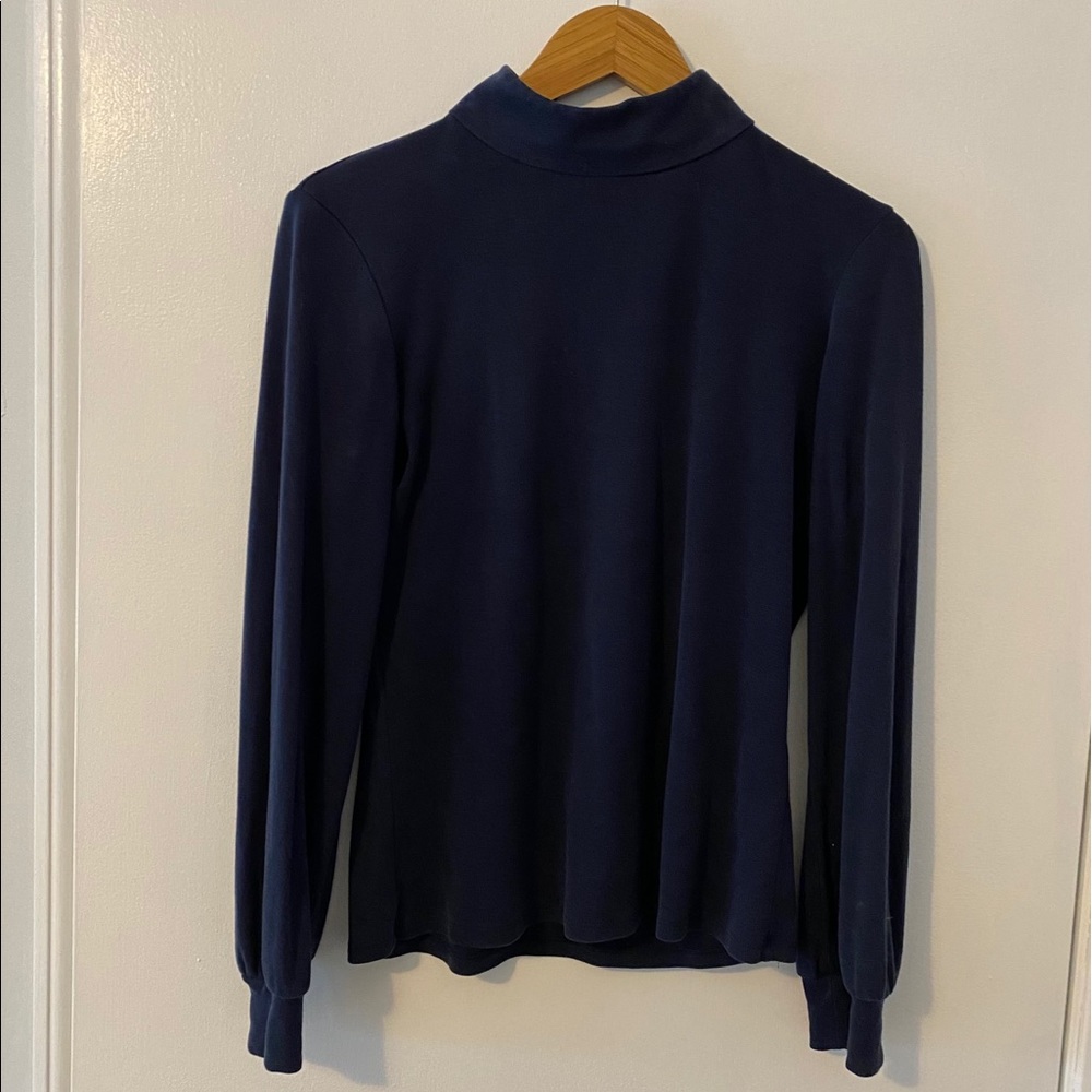 Navy blue mock neck blouse size Small